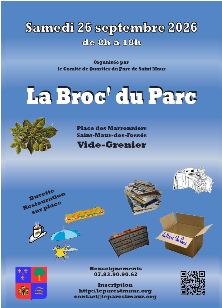 Affiche du vide-greniers du comité de quartier du parc Saint-Maur — Caresses de Chat 94